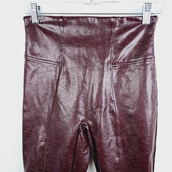 SPANX Burgundy Wine Patent Leather Leggings, size Medium - Picture 7 of 10